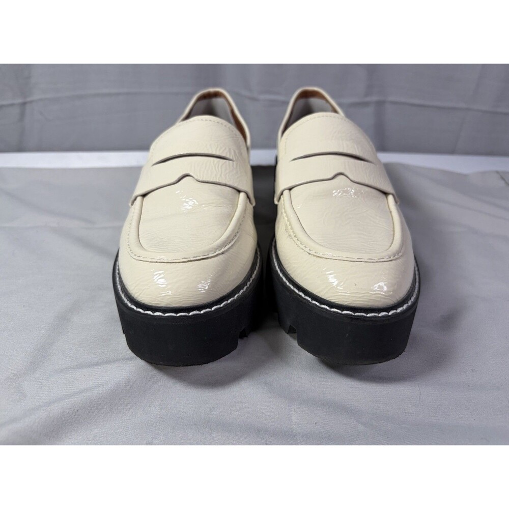 Franco Sarto Chunky Penny Loafers Preppy Shoes Size 8.5M Off White Ivory Slip On
